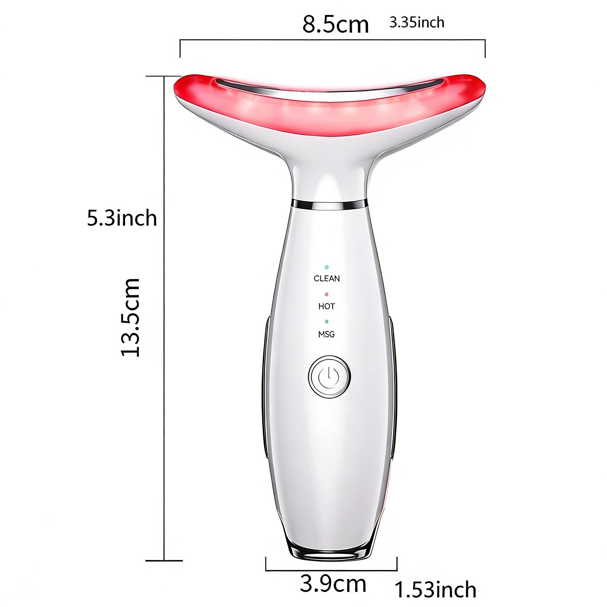 7 Colors LED Face & Neck Beauty Massager with 3 Modes (Vibration + Heating), Rechargeable Home Skin Care Tool, Thoughtful Christmas & Halloween Gift for Girls