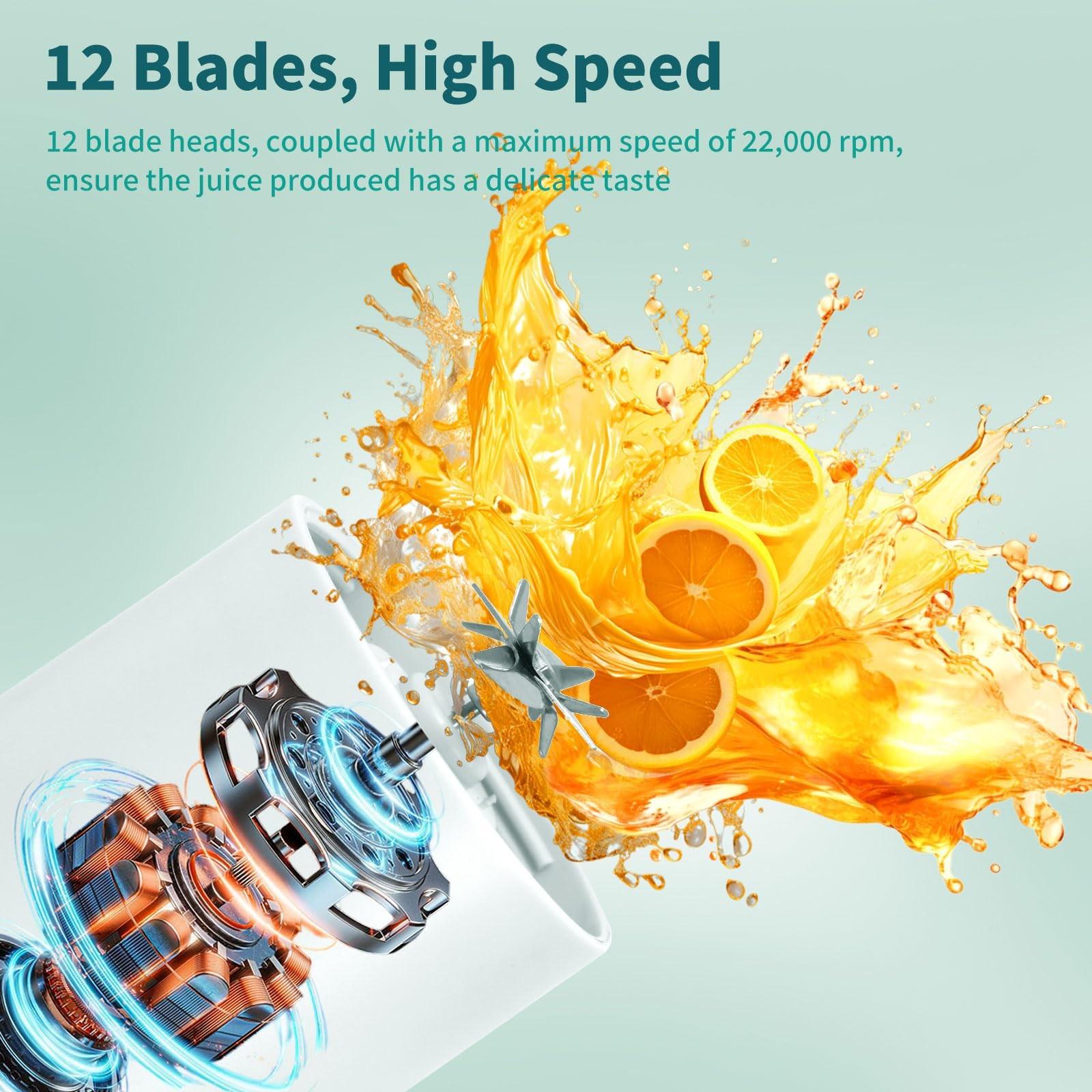 530ML/18oz Portable Blender, Mini Portable Electric USB Juicer, Small Personal Blender for Smoothies and Shakes, With Automatic Cleaning Function, Multi-Purpose and Easy To Use