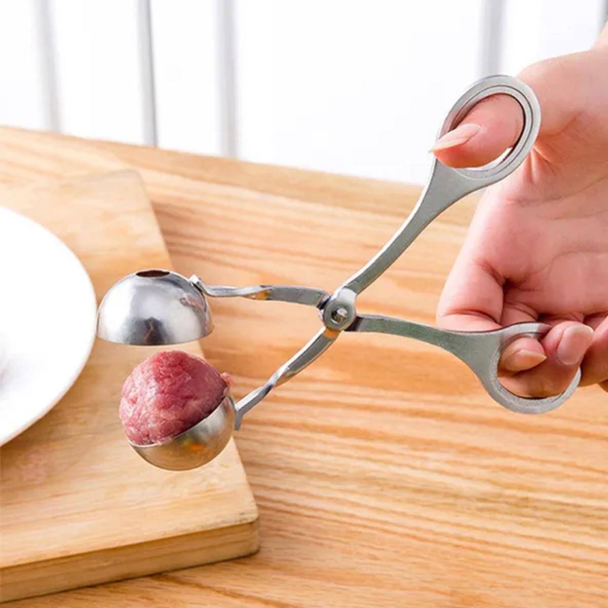 Portable Stainless Steel Multi-Function Ball Maker Tool, S/L Sizes for DIY Fish Ball Rice Ball Ice Cream Scoop Mold, Kitchen Cooking Handheld Accessory