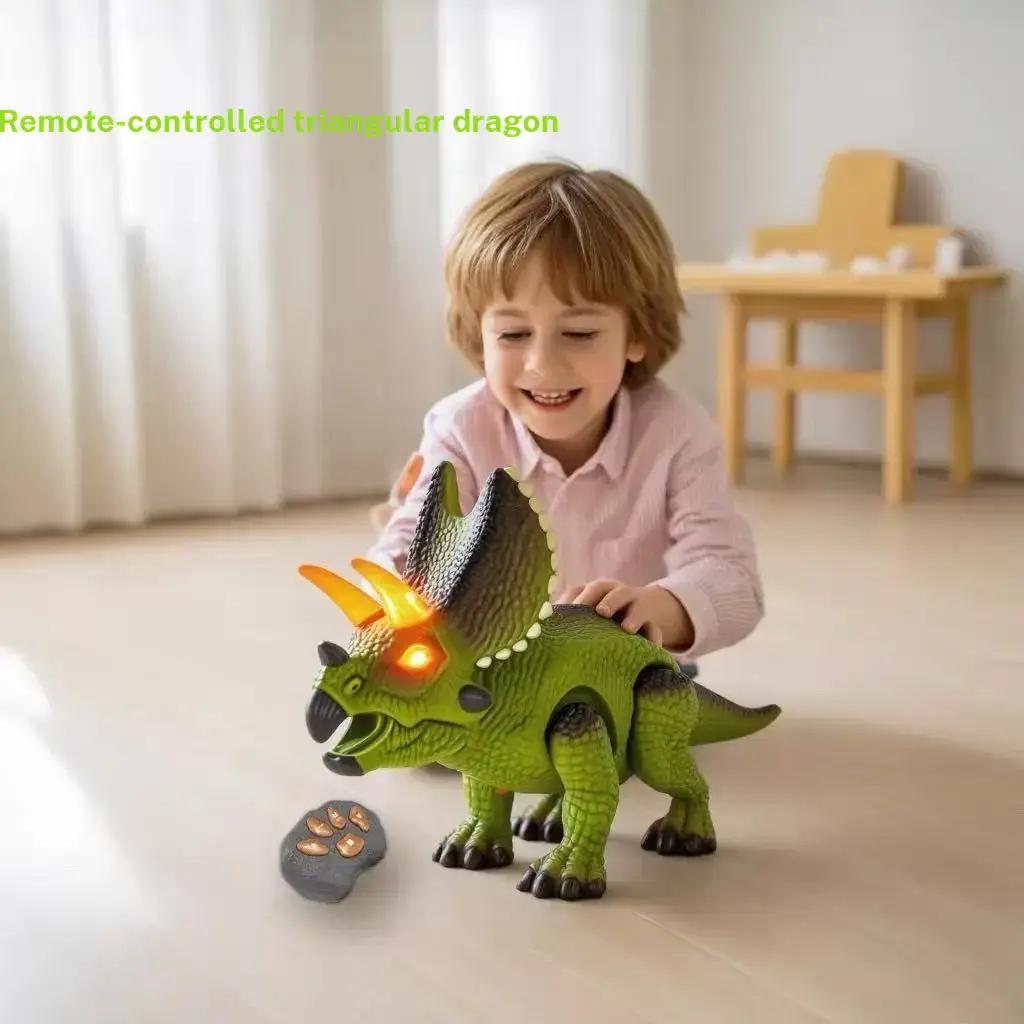 Remote Control Dinosaur Toy, Trike Sound Walking with Lights, Unisex Gift for Boys Ages 3-6, Requires Aa Batteries (not Included)