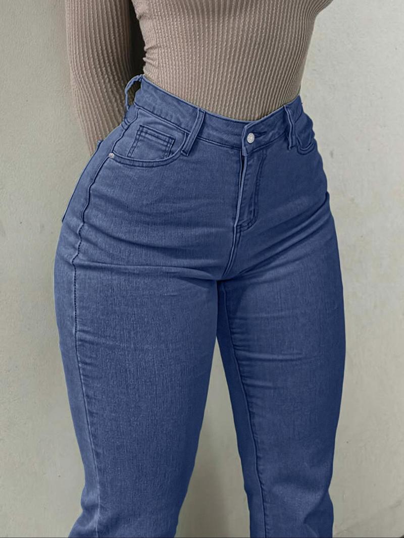 Women's Kardashian style High Waist Denim Skinny Flare Pants Butt Lifting Slim Fit Jeans Sexy Elastic Comfortable Long Pants for All Seasons Women's Kardashian style High Waist Denim Skinny Flare Pants Butt Lifting Slim Fit Jeans Sexy Elastic Comfortable Long Pants for All Seasons