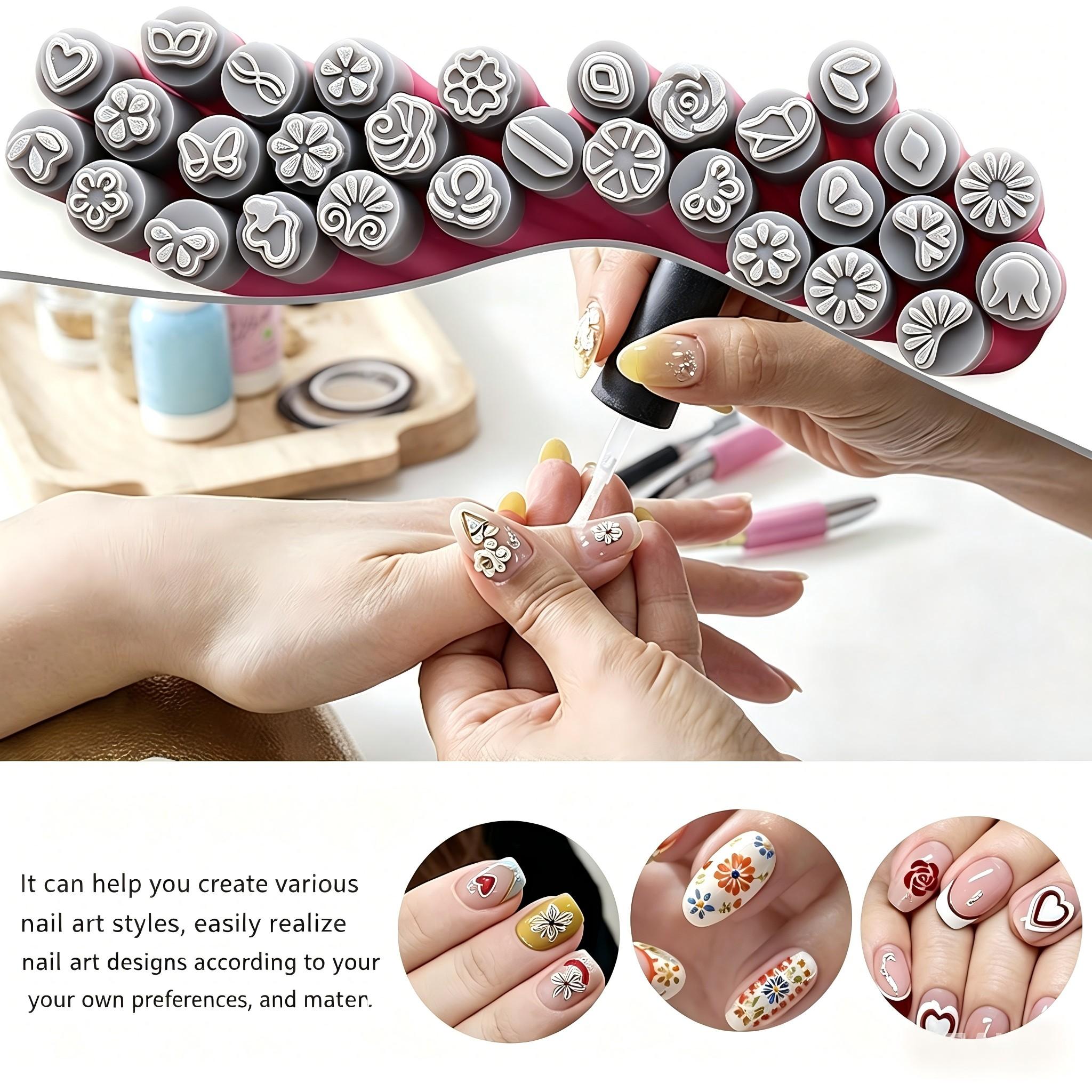 6-pack 15-pack nail stamping pens - multi-color printing pens with rich and unique patterns. Perfect for nail salons. High-saturation, vividly colored stamping pens. Easy to use for beginners. Essential for parties and dates. Fine detailing printing pens