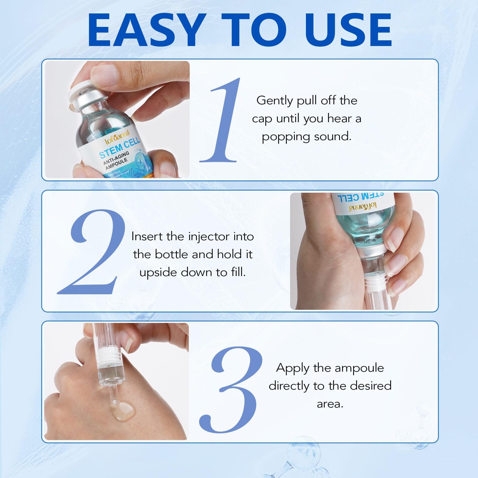 Facial Stem Cell Essence Serum, 2 Ampoules Micro Needle Enhancer, Korean Skincare, Wrinkle, Scar, Hydrate, Revitalize Skin