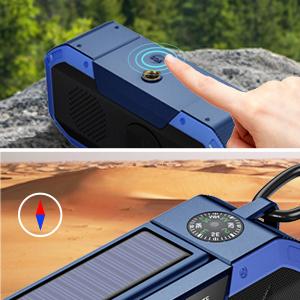 Emergency Radio Waterproof Bluetooth Speaker,Portable Digital AM FM Radio with Flashlight,Reading Lamp,Hand Crank NOAA Weather Radio with Solar Panel,5000mAH Cell Phone Charger,Emergency Survival Kit