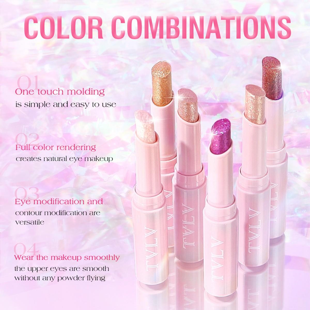 6 Color Crystal Jelly Highlighter Stick, Waterproof Long-Lasting Eyeshadow Pen, Perfect Valentine's Day Gift, Smooth Application