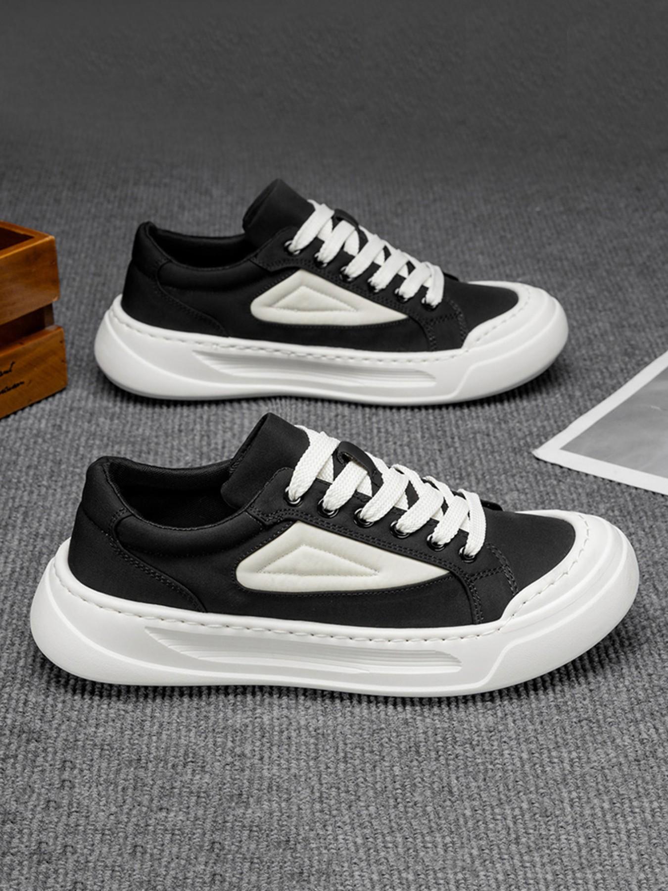 Men's Patchwork Thick Sole Board Shoes, Soft Bottom Breathable Casual Canvas Shoes, Versatile Height-Increasing Sneakers