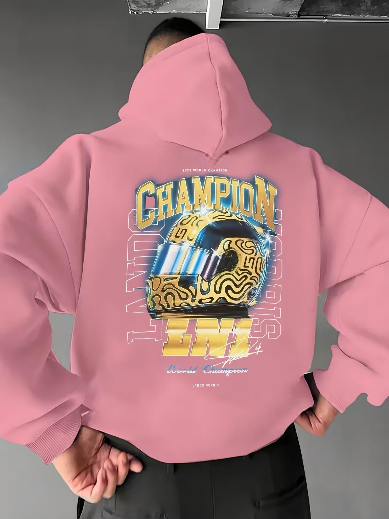 Mclaren F1 Team Lando Norris World Champion Unisex Hoodie, Casual Loose-Fitting F1 Racing T-Shirt, Random Print, Fall & Winter