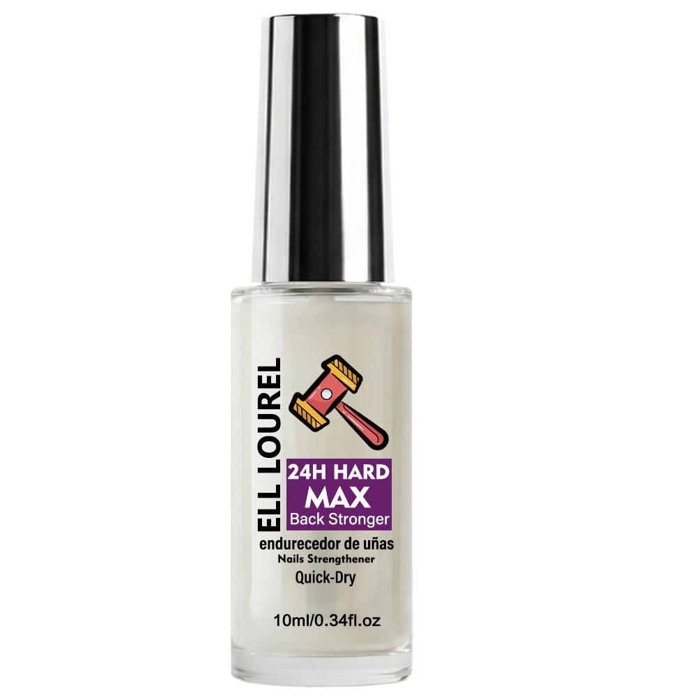 ELL LOUREL 24H HARD MAX Back Stronger Nail Strengthener, 10ml Quick-Dry Nail Hardener, Maximum Strength Formula for Long-Lasting Hardness, Prevents Breakage & Damage, 24-Hour Protection, Protective Nail Care Treatment, Salon Quality, Nail Lovers Gift