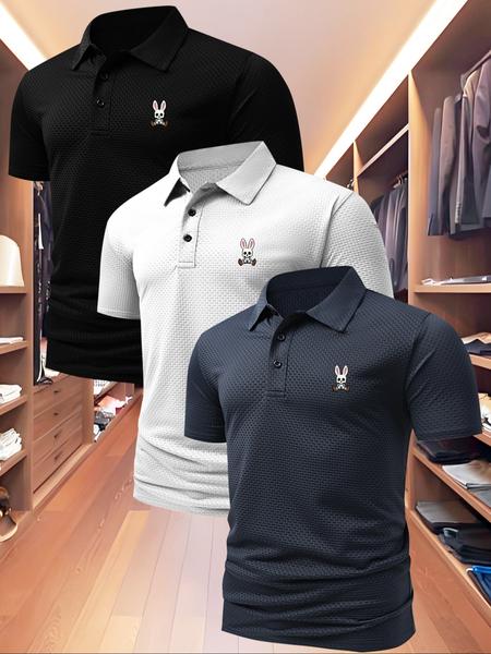 Men's High-End Golf Polo Shirt, Summer Casual Fitted Short Sleeve Top with Quick-Dry Fabric, Outdoor Sports & Leisure Wear, Perfect Birthday Gift, Golf Casual Style!
