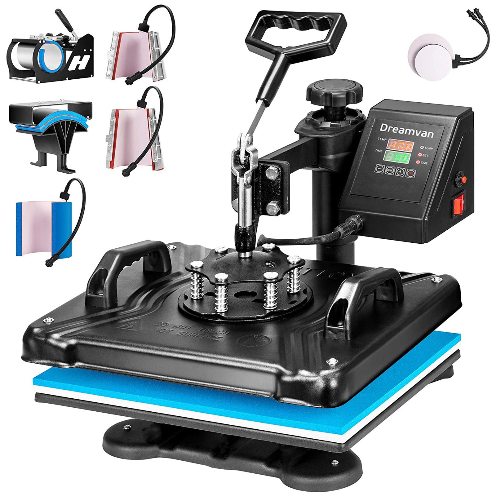 AKEYDIY 8 in 1 Heat Press Machine for t Shirts 360-Degree Swing Away Heat Press Digital Combo 12" x 15" Heat Press Machines Tumbler Heat Press Machine Sublimation Heat Transfer for T Shirts Mug Hat Plate Cap,Heat Press for Beginners