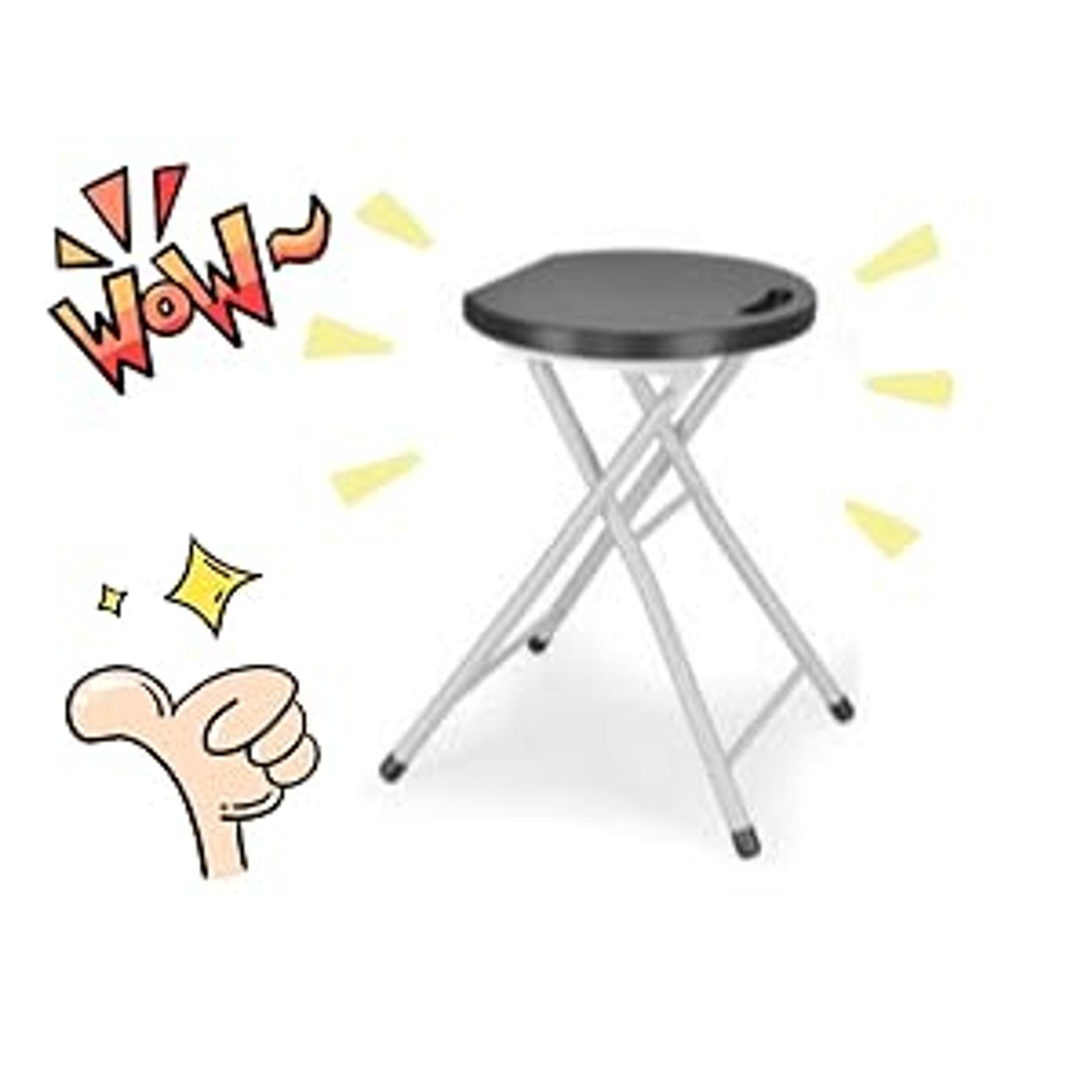 Folding Stool, 28in Portable Collapsible Bar Stool with Handle & Steel Frame, 330lbs Sturdy Foldable Lightweight Metal Chair for Outdoor/Indoor Kitchen Home Bar, Assembly Free (Set of 1, 28inch)