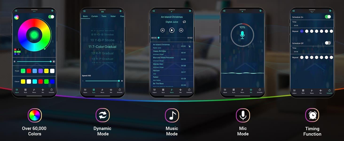 Sikaic PU Leather Platform Bed Frame With 4 Storage Drawers LED Lights Adjustable Headboard White angersbed Furniture Modern Grey Design