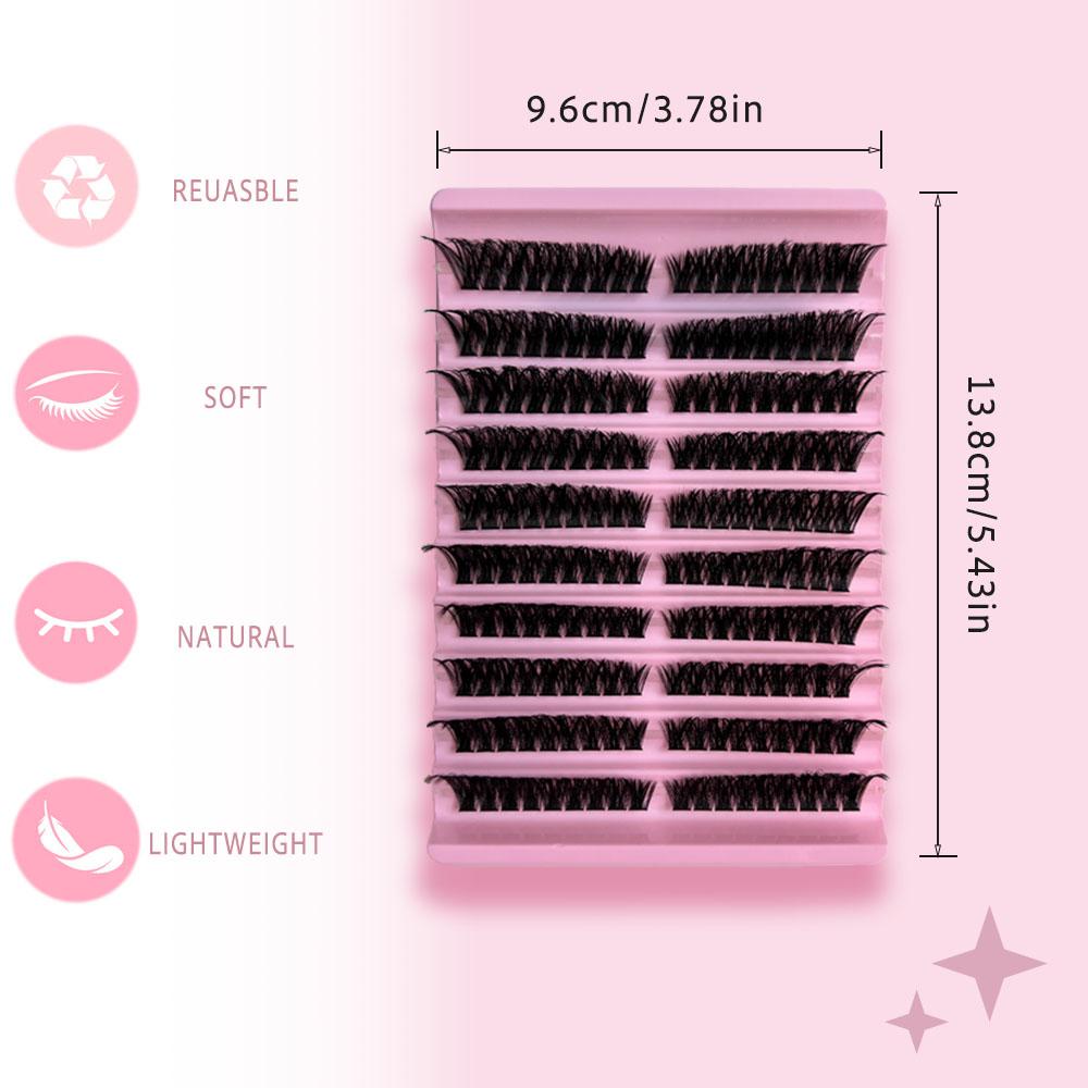DIY Cluster False Eyelashes 80D+, Dense Comfortable, Reusable, 180 Pads, D Curl,  Boost Confidence, Large Capacity
