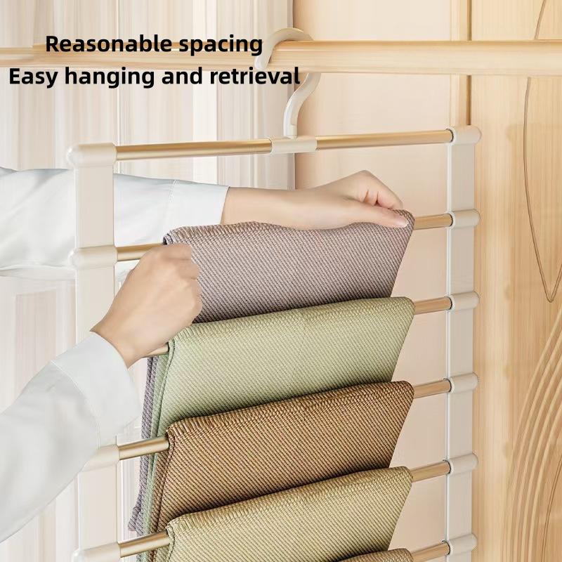 Multifunctional Closet Organizer Rack, 7-Tier Cloud Ladder Pants Hanger, Foldable Seamless Pant Hook, Compatible with Pants/ties/bedding/towels