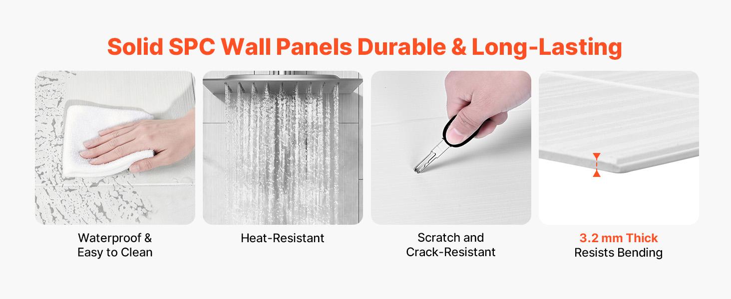VEVOR Shower Wall Panels, 60 Wx 36 Dx 75 H, 0.14 (3.5 mm) Thick, 3-Panel Waterproof SMC Shower Surround Kit, Quick Install and Trimmable Bathroom Tub Wall Panel Surround Kit with 4 Glass Shelves