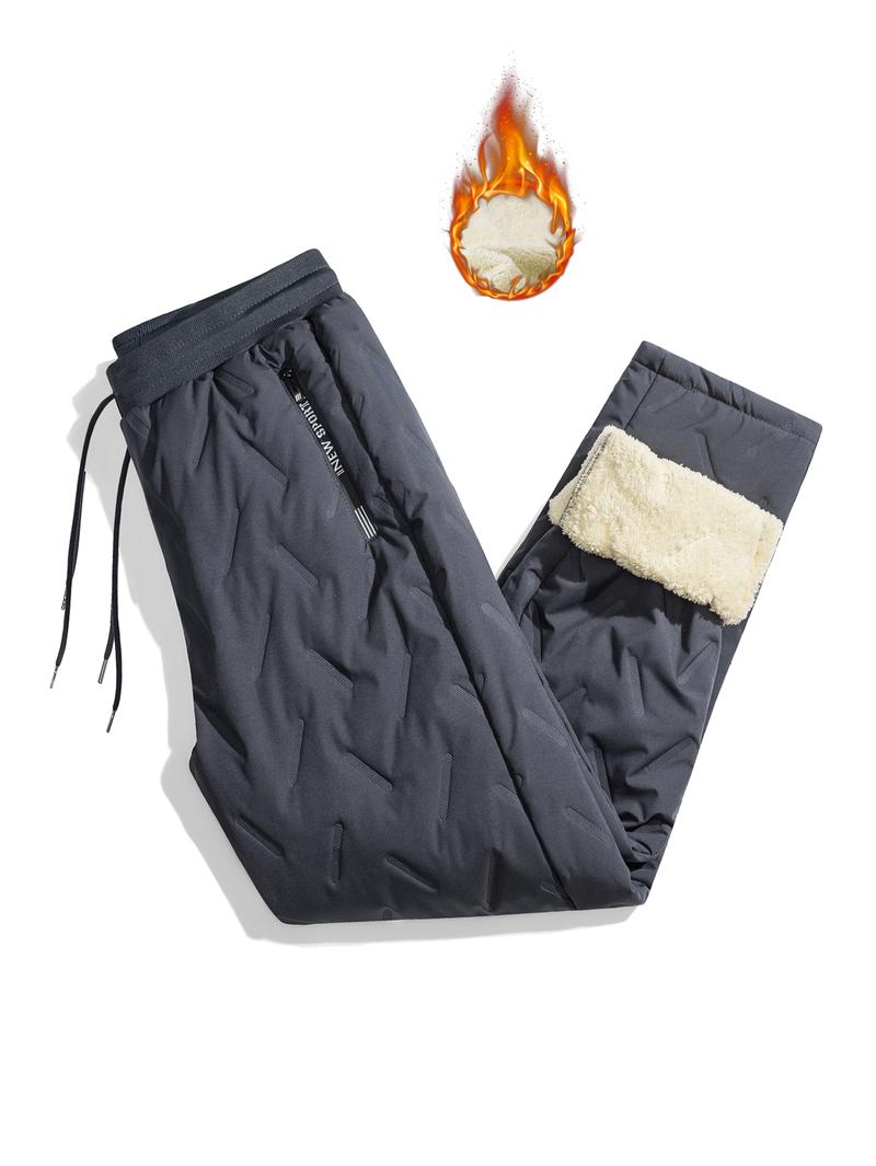 Men's Soft Comfortable Pants, Polyester Fleece Fabric, Zipper Details, Pockets and Waistband, Windproof Warm Outdoor Long Pants, Casual Outdoor Trouser