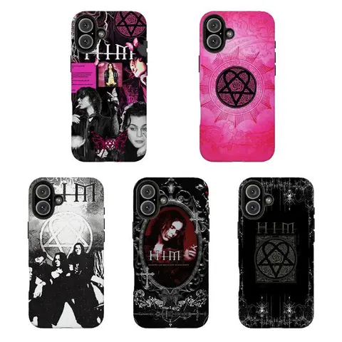 HIM Band Gothic Heartagram Phone Case,Tough phone case,for iPhone 16 15 14 13 12 11 17 18Pro Max,for Samsung S25 S24 S23 S22 Ultra,Gifts For Fans, Phone Accessories