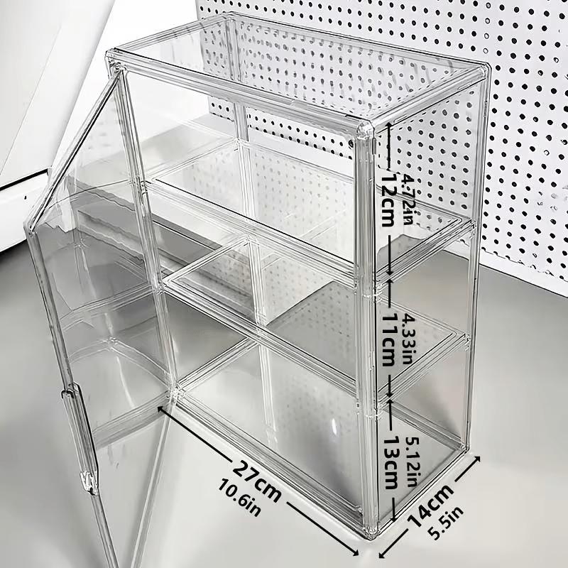 3-Tier Transparent Display Cabinet with Magnetic Door, Heavy-Duty Acrylic, Space-Saving Organizer, Modern Design, Holiday Gift, Retail Store