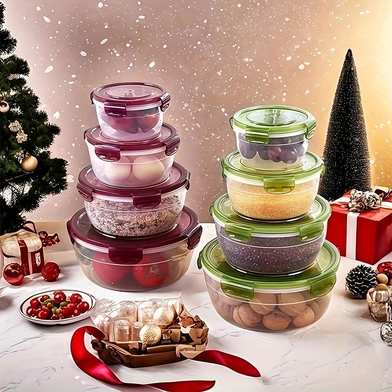 Food Storage Container with Lid, 4 Counts/set Leakproof Microwave-safe Stackable Kitchen Storage Container, Food Organizer Set for Fridge Airtight Food Storage