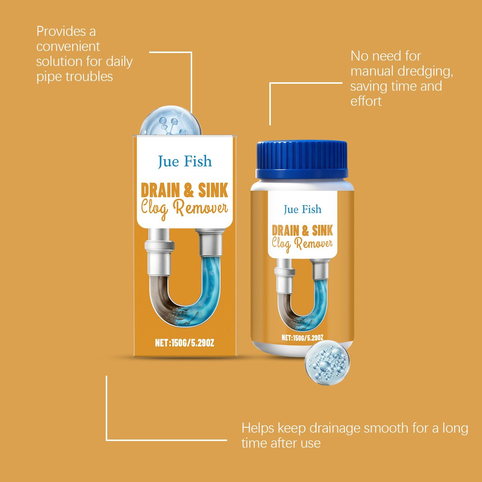 2-Pack Drain Unblocker Powder (150g X 2), Targeting The Source Of The Blockage,Quick Drain Restoration, Kitchen & Bathroom Plumbing Cleaner, Daily Home Pipe Cleaning Powder