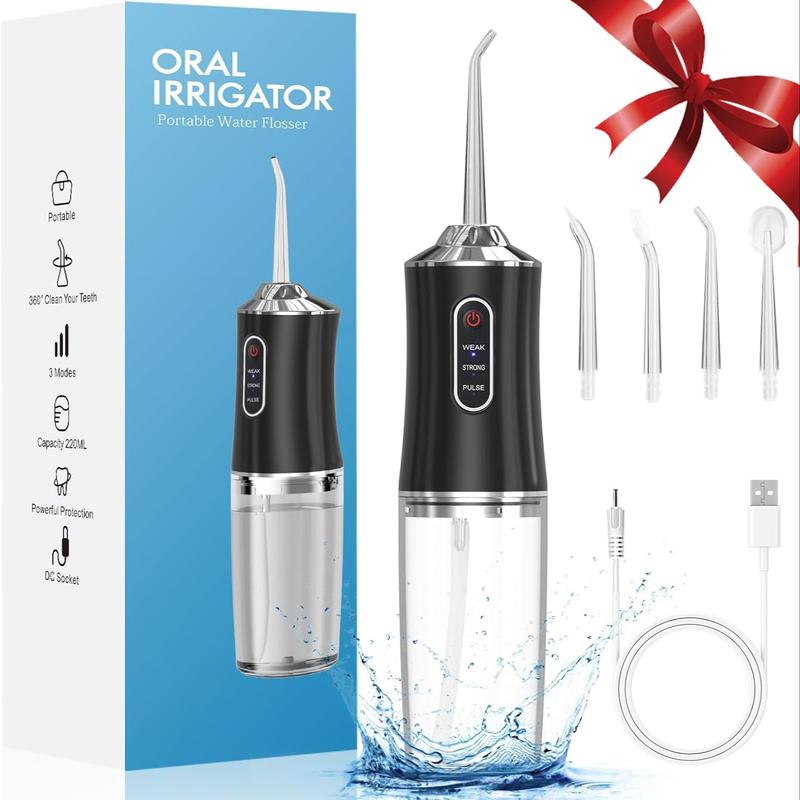 【1PCS】Wireless Electric Dental Floss Irrigator, Oral Irrigator, 3 Modes & 4 Jet Nozzles, Rechargeable Portable for Teeth and Gum Cleaning at Home or On-the-Go, Perfect for Personal Care, Personal Care Appliances, Holiday Gift Idea