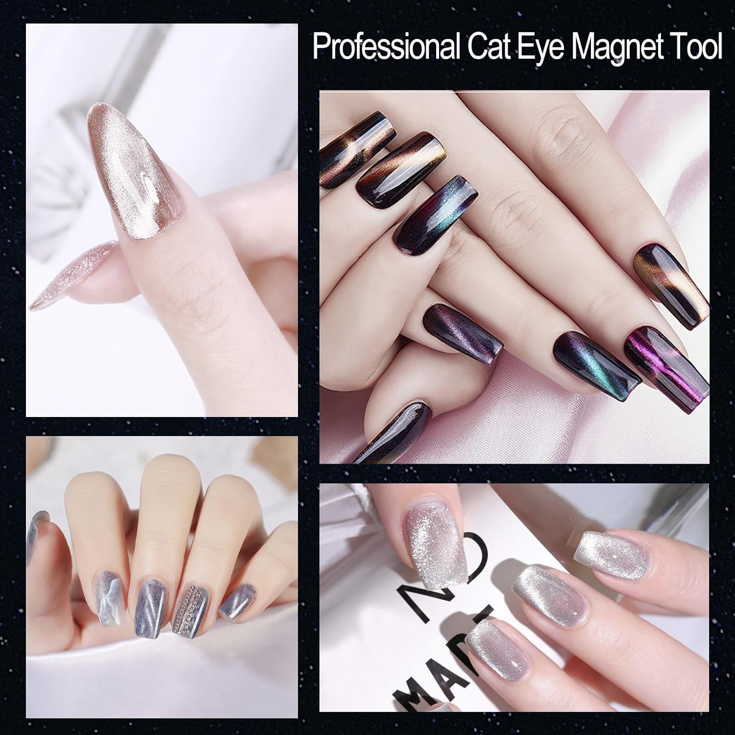 8-IN-1 Multi-Function Strong Magnetic Stick For Cat Eye Gel Polish Nail Magnet Tool Magnet Pen Nails Art Design Glitter Effect Magic Manicure Tools Professional & DIY Manicure Pedicure, Nail Accessories, Professional Salon Quality Multifunctional Magnet