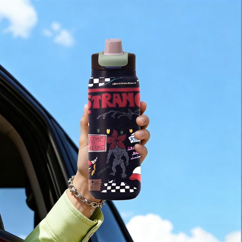 1 Pc 28oz Insulated Mug, Stranger Things Theme Vacuum Cup, Double Wall Thermal Mug, Leak Proof Skinny Insulat Cup, Keeps Hot 12 Hours Cold 24 Hours, Stainless Steel for Hot Cold Drinks, Vacuum Insulated Flask, Daily Use Gift for Women Men Holiday Festival