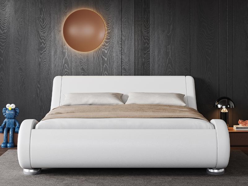 Allewie Full/Queen/King Size Bed Frame with Ergonomic & Adjustable Headboard, 【Frame Only No Mattress】Low Profile Modern Upholstered Platform Sleigh Design -  No Box Spring Required, Grey/Black/White,#TikTokShopBlackFriday #Christmas Gifts