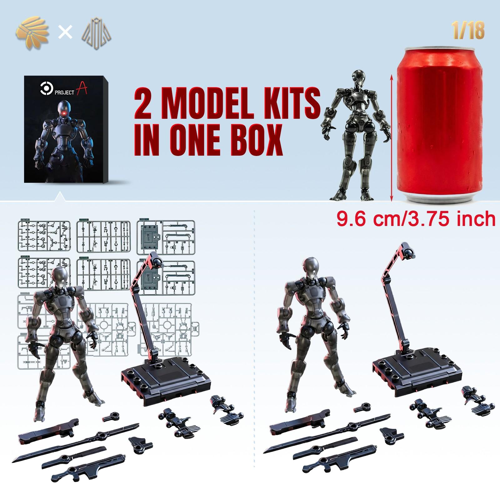 High-End 1/18 Scale Mecha Super Flexible Model Kit, 9.6cm Pocket Robot Assembly, High Precision DIY Mecha, Includes Metal Transparent