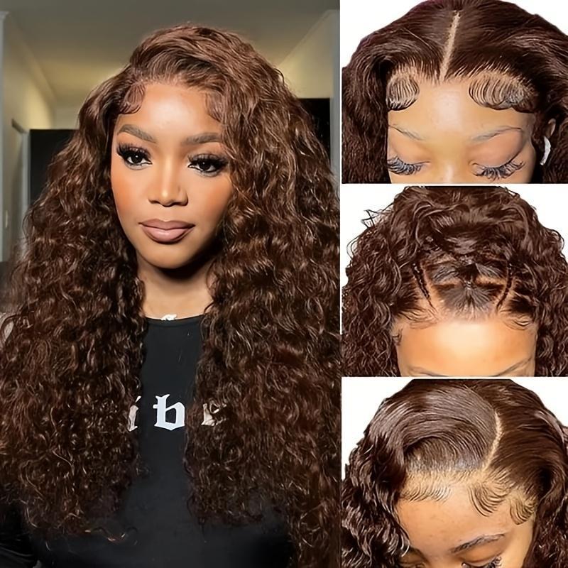 Bling Hair 13x4 13x6 Lace Front Wigs Chocolate Brown Deep Wave Breathable Lace Human Hair Wig Pre-plucked Breathable HD Transparent Lace Free Parting Brazilian Hair TikTokShopHolidayHaul