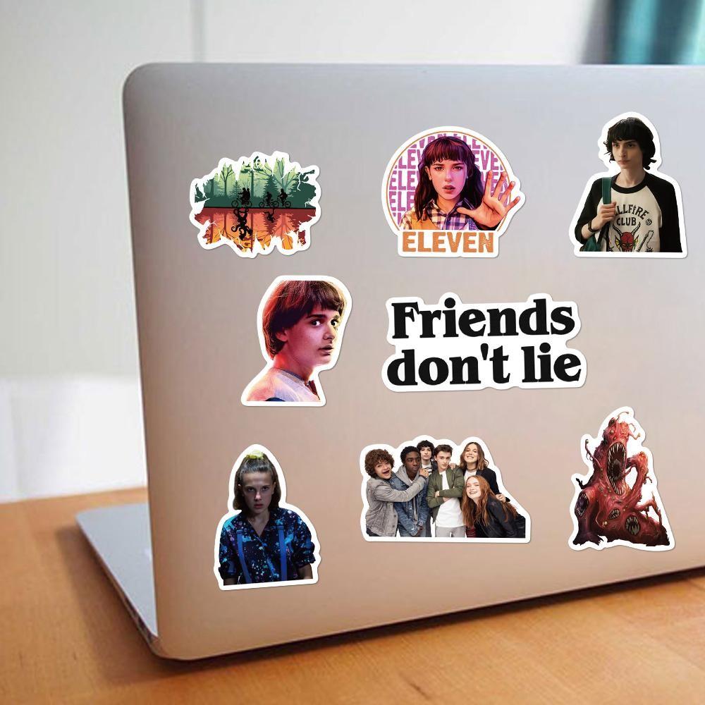 50pcs Stranger Things Stickers, Classic TV Show Decorative Window Decals, Phone Case Cup Note Refrigerator Room Wall DIY Waterproof