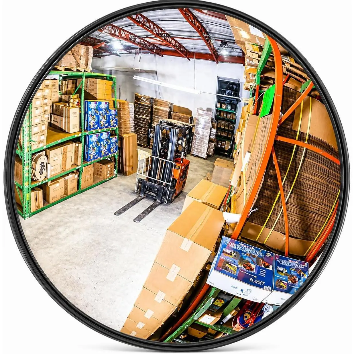 12" Acrylic Convex Mirror, Round Indoor Security Mirror for the Blind Spot, Store Safety, Warehouse Side View, and More, Wall Mirror for Personal or Office Use -,Black