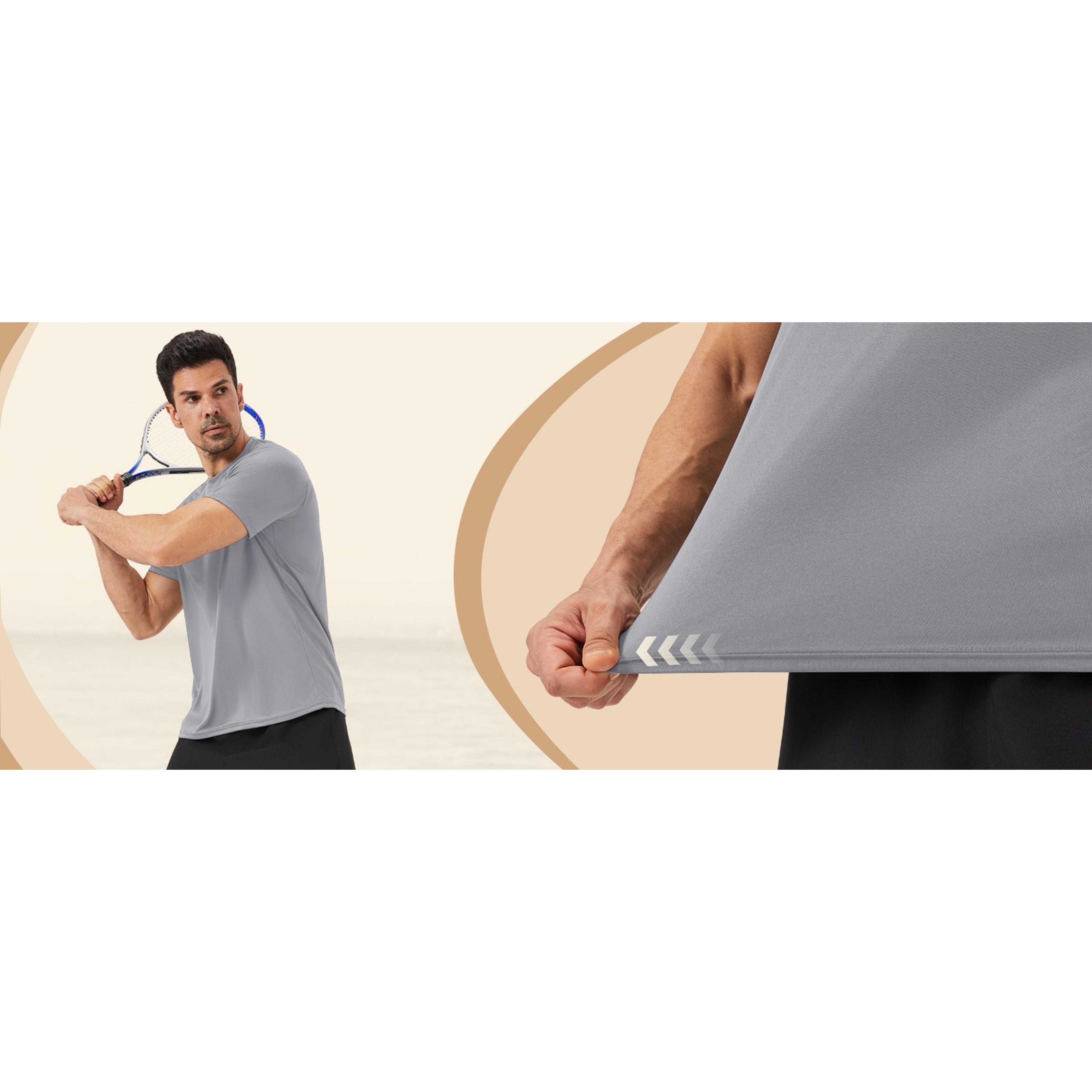 BOOJO Workout Mens Shirts - Casual Black Quick Dry Moisture Wicking T-Shirts Crew Neck Short Sleeve for Gym Athletic Running