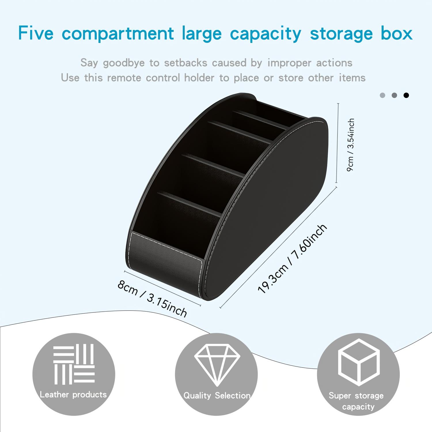 5-Compartment PU Leather Remote Control Holder - Luxury Desk Organizer for TV, Media Players & Office Supplies