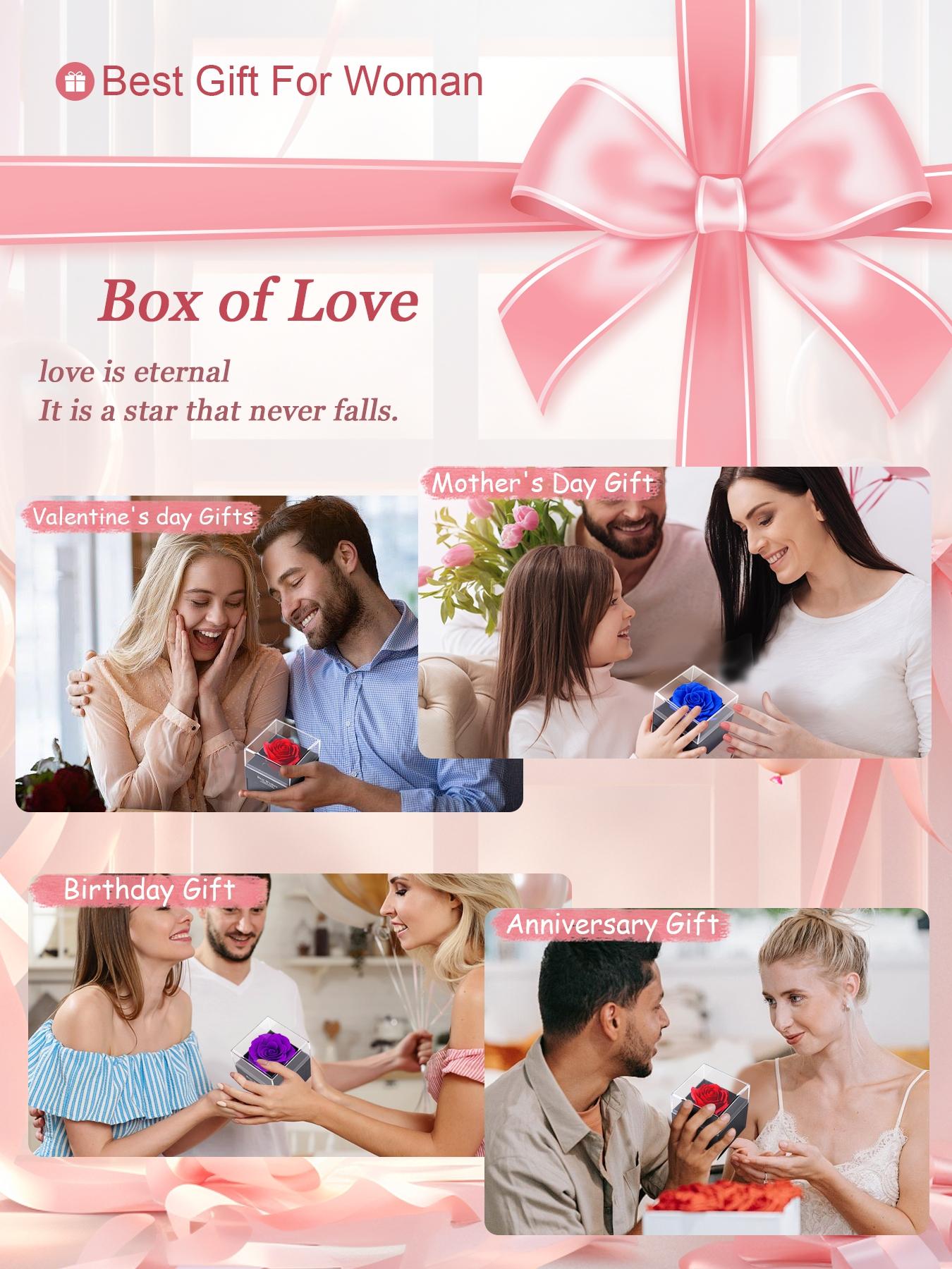 Rose Heart Mom Necklace With Rose Jewelry Gift Box, Love Heart Necklace, Flower Heart Pendant Necklace for Mother, Christmas Birthday Mother's Day Jewelry Gift for Mom Grandma