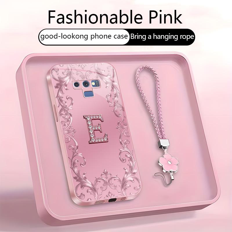 Suitable for [Galaxy Note9] high-end women's phone case🥰，free four-leaf clover lanyard included—choose any one of the 26 letters. Drop-resistant and fingerprint-proof. YM99