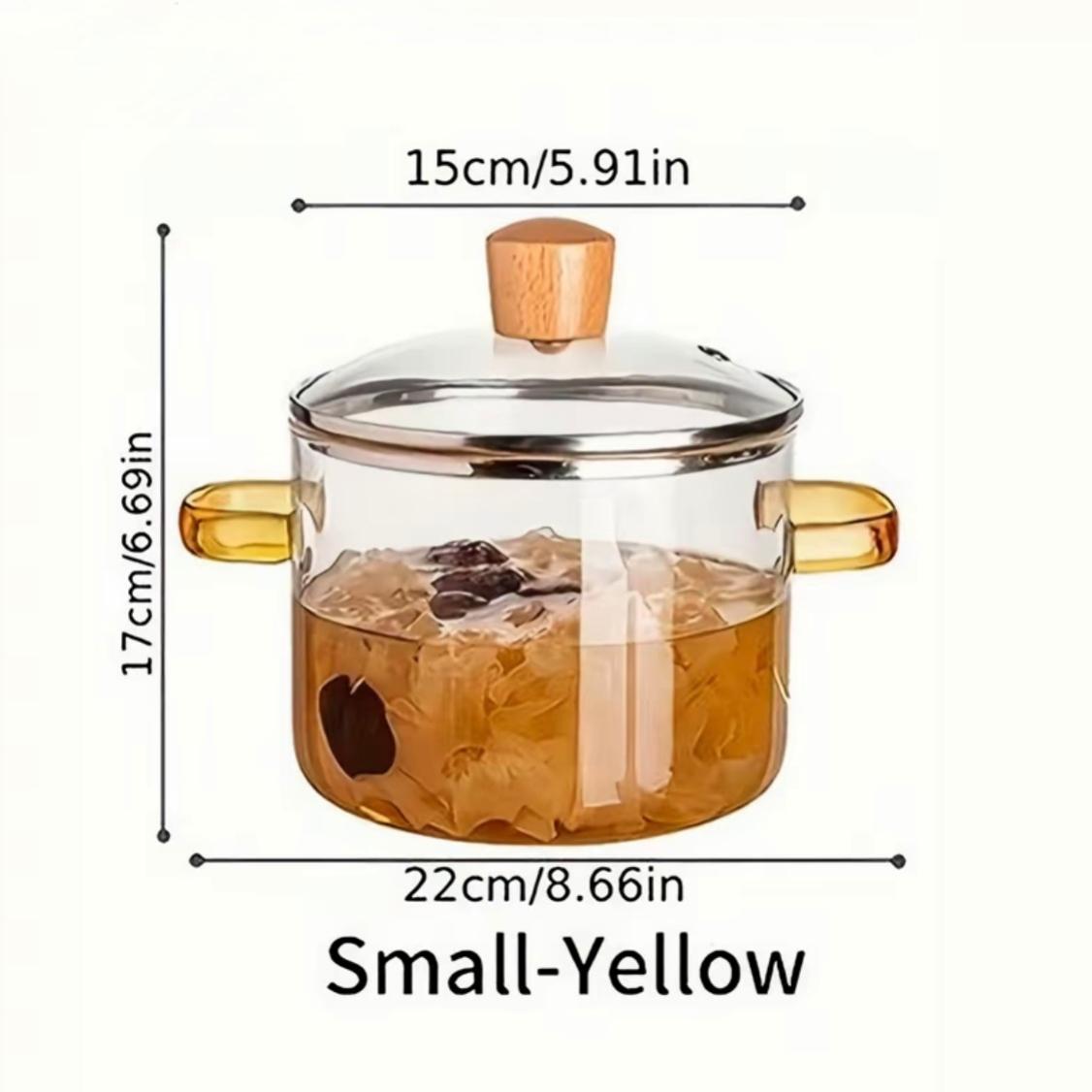 High Borosilicate Glass Cookware Steam Pot Set with Lid & Easy Grip Handle, Food Grade Non Toxic Lead Free BPA Free Multiuse Durable Kitchenware, Stovetop & Dishwasher Safe for Stew Soup Pasta Baby Food Home Kitchen Daily Use