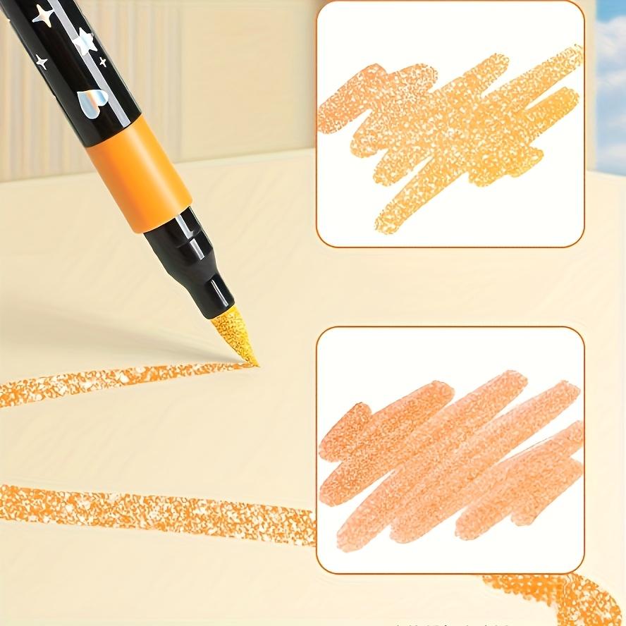 24-Color Double-Head Glitter Pen with Quick-Drying Adhesive Ink-Thin Nib, Random Color, Tip to Barrel, Suitable for Scrapbooking, Card Making, Diary, 24-Color Double-Head Painting Pen-Glitter Marker Set, Suitable for S, Artists And Supplies
