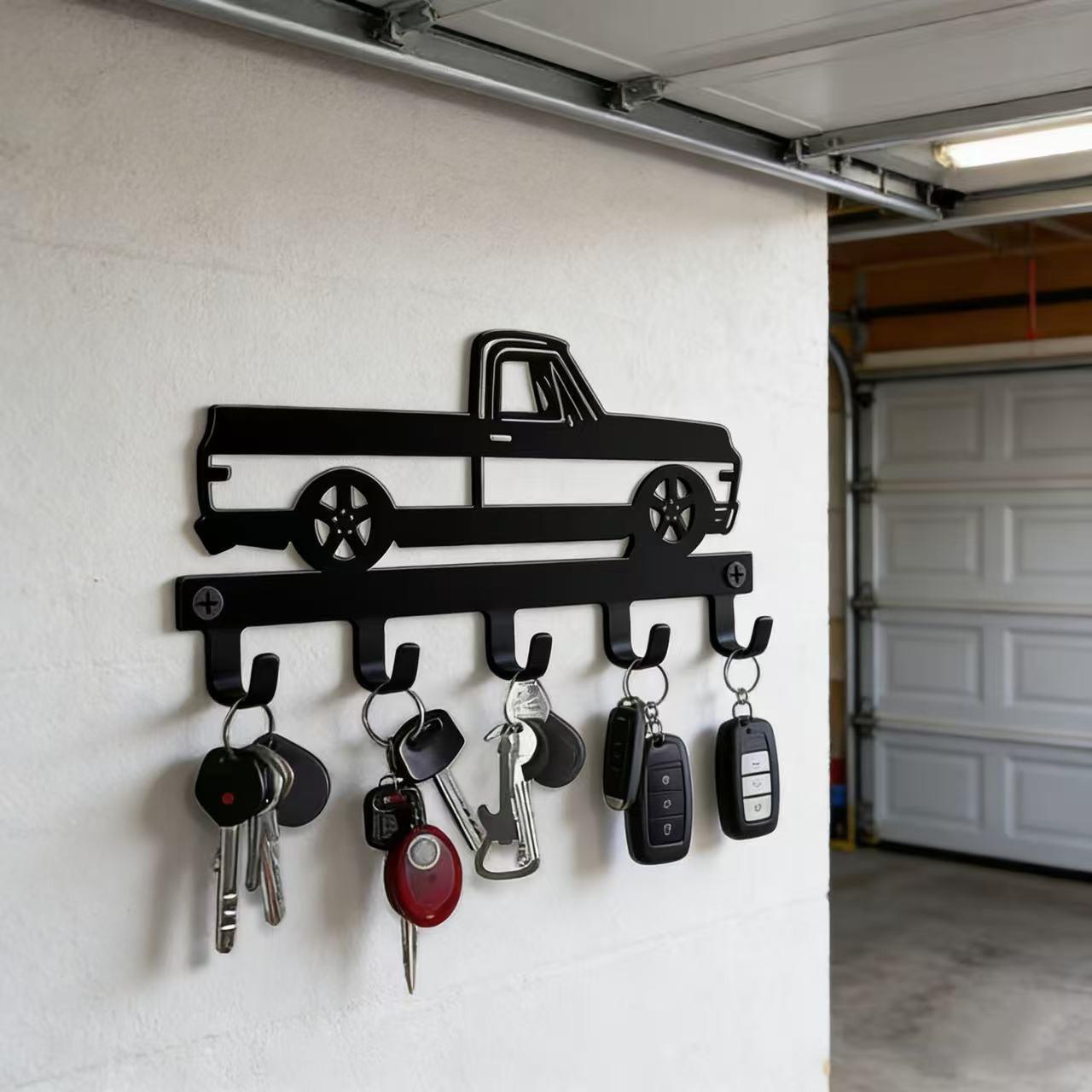 Wall Hook Organizer, Rustic Industrial Cast Iron Truck Decor - Heavy-Duty Wall Mount for Keys & Hats, Gift for Fans, Organiser, Bathroom, Storage Hook, Metal Organiser Hook