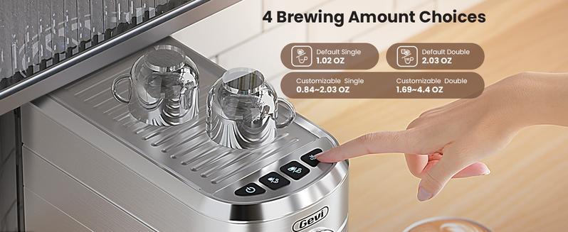 【Springtok】Gevi 20-Bar Espresso Coffee Machine – Professional Semi-Automatic Coffee Maker with Milk Frother Steam Wand
