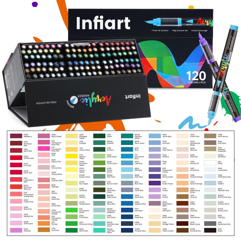 Acrylic Paint Markers Set, With Foldable Triangle Storage,Acrylic Paint Pens Brush Tip for Rock Painting, Wood, Glass, Stone, Canvas, Ceramic, Fabric,DIY Craft,Art Supplies for Adults,Art Mrkers