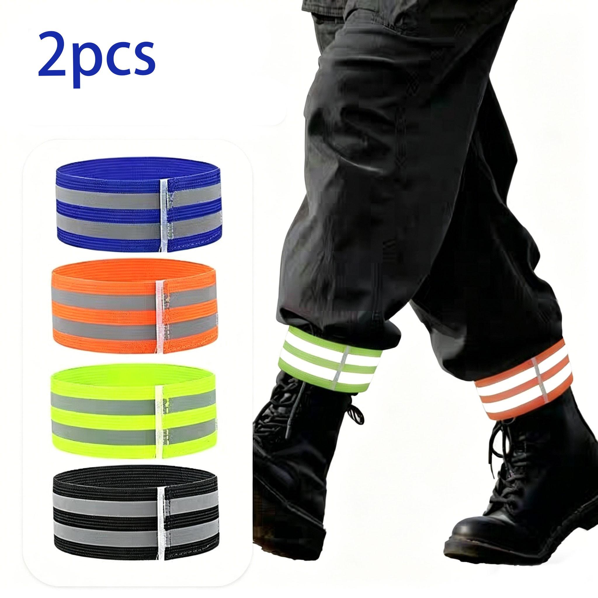 Two-Pack Reflective Bike Leg Straps, Outdoor Sports Arm Bands, Night Running Safety, High-Visibility Reflective Strips, Rainy Weather Safe Riding