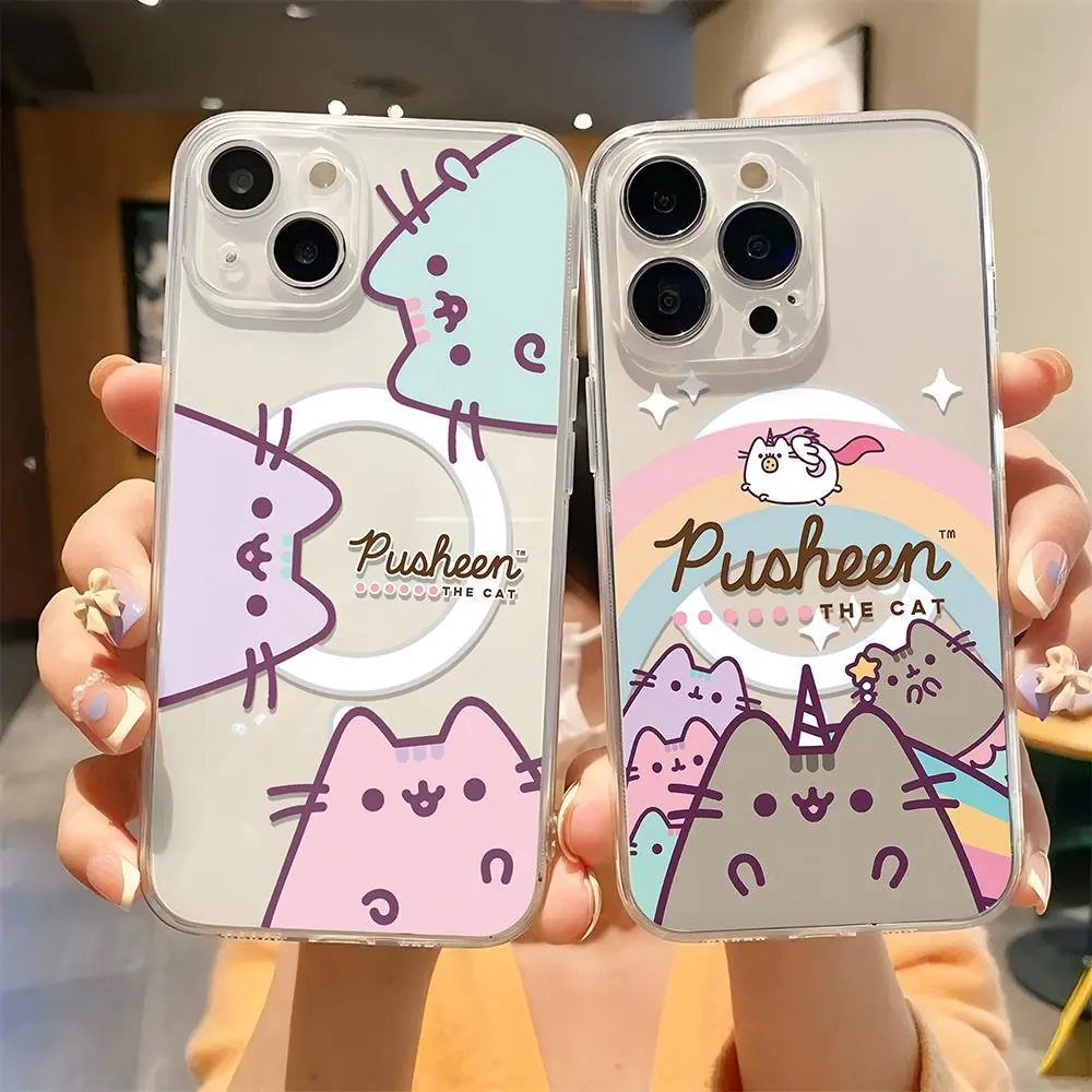 Pusheen Cat Donuts Divertidos Magnética Magsafe Funda de teléfono for IPhone 17 16 15 14 13 12 11 Pro Max Plus 17Air And Samsung S26 S25 S24 S23 S22 S21 FE Plus Ultra Soft TPU Back Cover Protection Shockproof compatible case