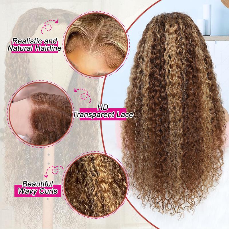Subella P4/30 Highlight Ombre Deep Wave Lace Front Wigs Human Hair Pre Plucked 180% Density HD Lace Front Wigs with Baby Hair 13X4 Deep Wavy Lace Frontal Wigs for Women