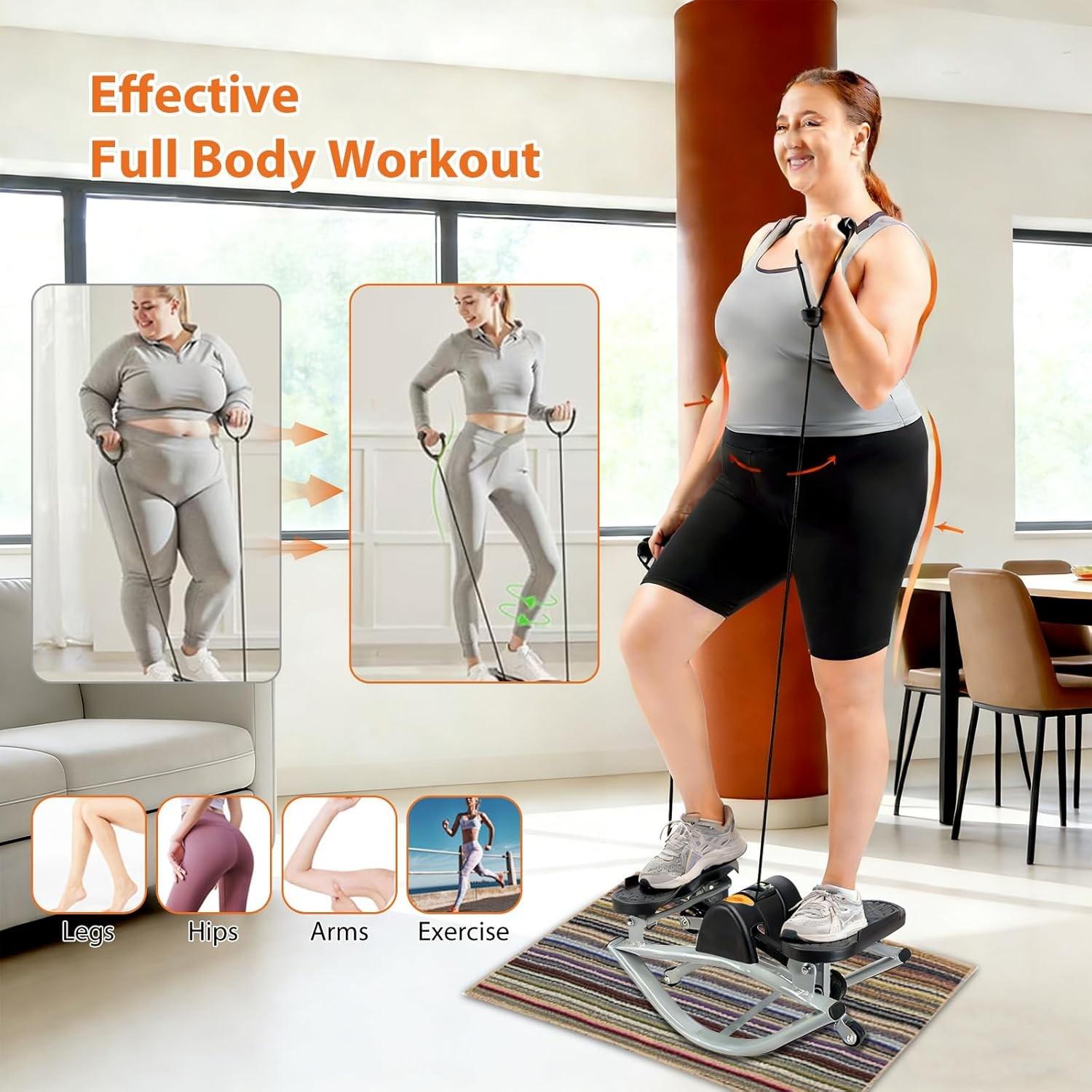 Low Impact Side Swing Fitness Stepper Machine, Knee & Joint Friendly, Home Exercise Equipment, Digital Display, Track Time, Calories, Legs, Glutes, Abs