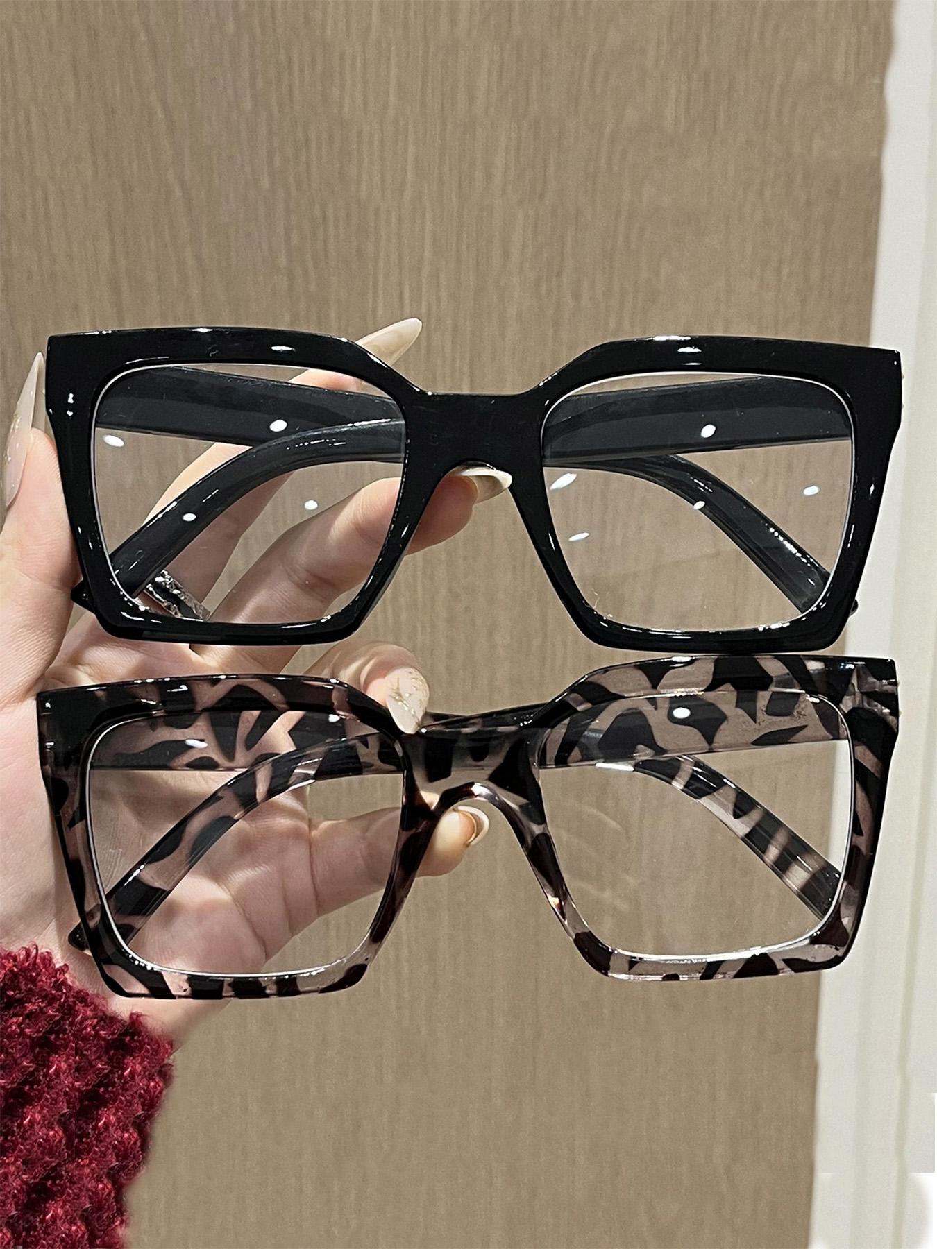 Square Large Frame Blue Light Blocking Glasses for Women, Simple Versatile Plain Face Glasses, Full Rim PC Acetate Frame, Unisex Casual Decorative Eyewear, Square Frame Eyeglasses, Stylish Square Frames