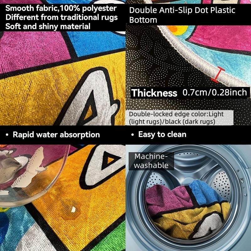 Abstract Rectangular Ring Rug: HD Printed, Double-Locked Edge, Machine-Washable, Non-Slip. Ideal for Home Rooms & Christmas Gifts, Modern Geometric Pattern Rug