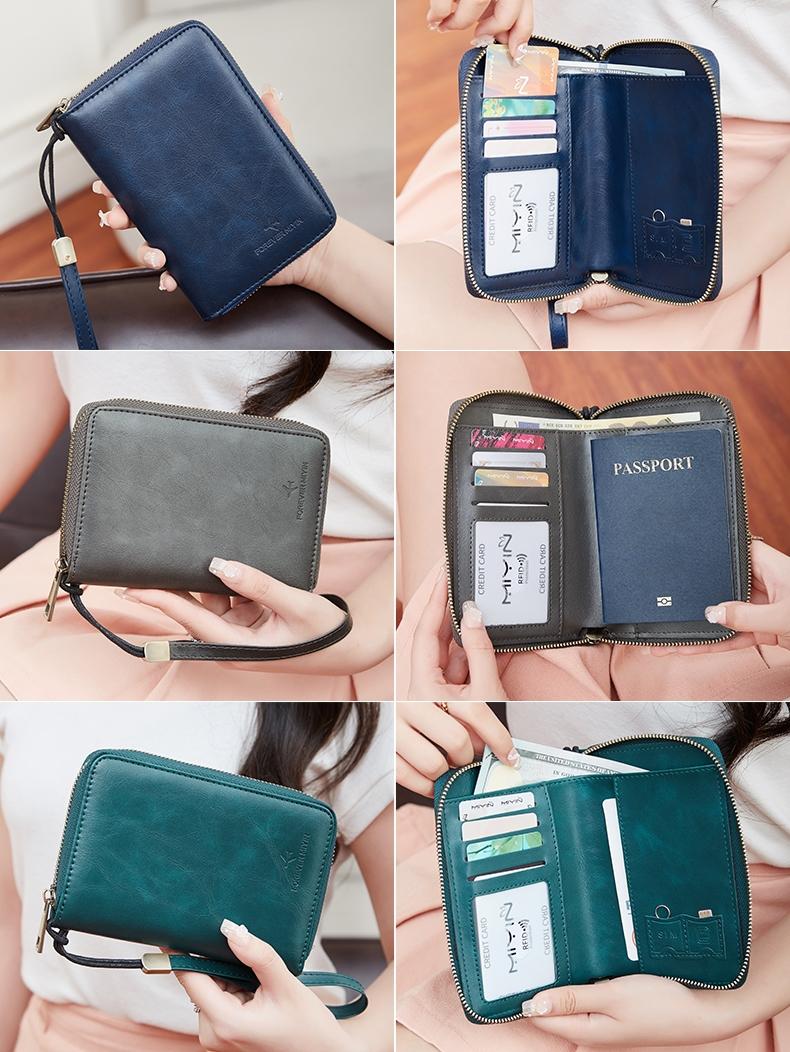 Passport wallet, RFID shielded travel document organizer, Card organizer, suitable for both men and women, durable PU material, secure storage solution, Travel Document Holder, Passport Cover