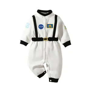 Shingpp Baby Astronaut Costume Long Sleeve Zip Up Romper Halloween Cosplay Outfit Button Closure Jumpsuit For Toddler Boys Girls 0-4 Years Old