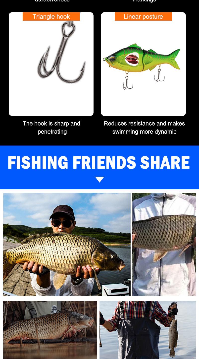 New Multi-Jointed Sinking Lure — A Realistic, Segmented Swimbait. Equipped with razor-sharp hooks, this lure is suitable for both freshwater and saltwater environments, specifically designed to target species such as bass and pike. An essential accessory